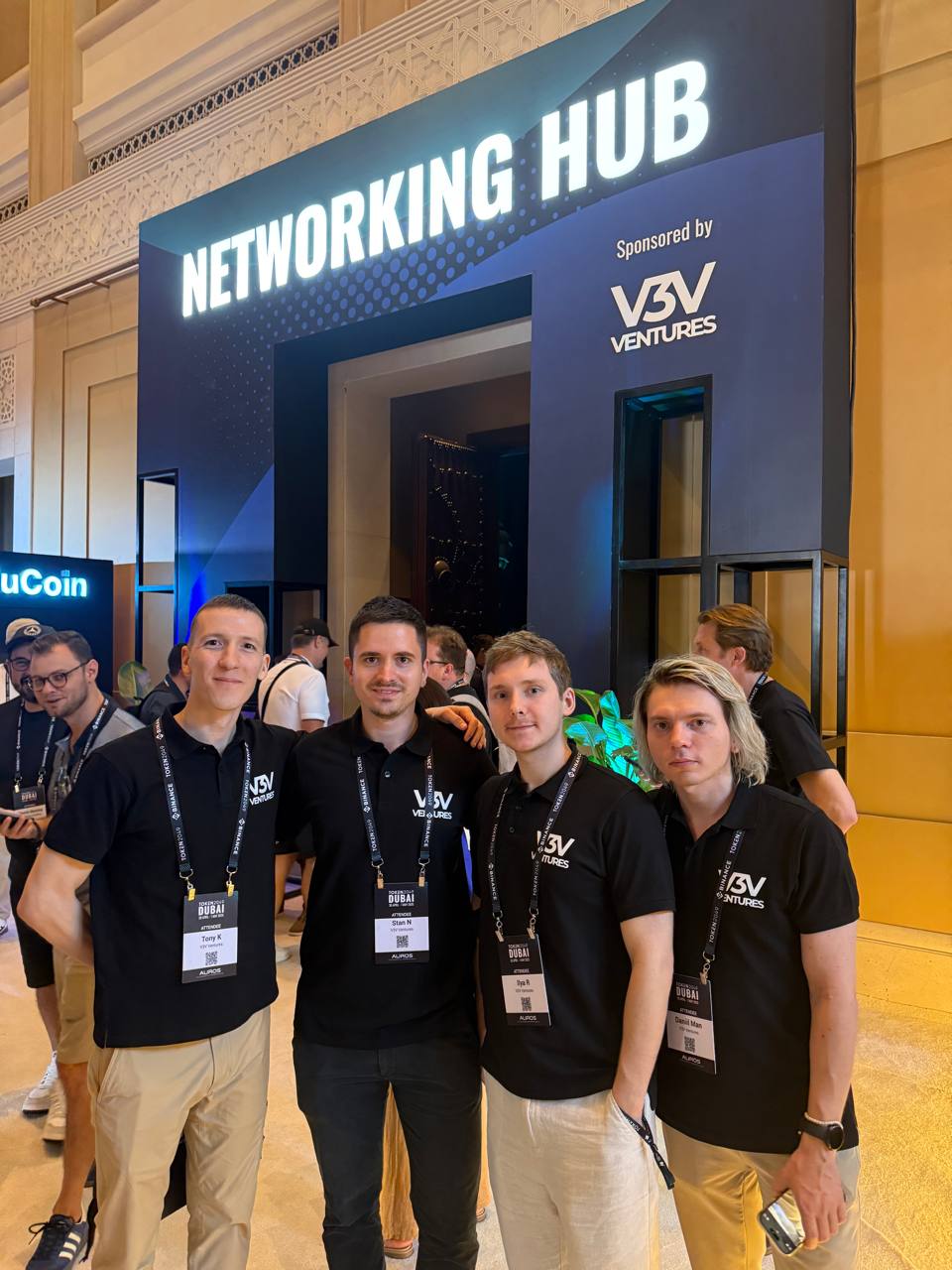 Stanko Nedić with the V3V Ventures team at a conference networking hub